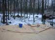 I had to find a way to flip half completed trusses by myself. I started working the truss over on one of the top pieces.