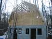 I sheathed most of the gable end. This was a lot of ladder work. I did drop a few sheets in the process. It was tough on my hands. 